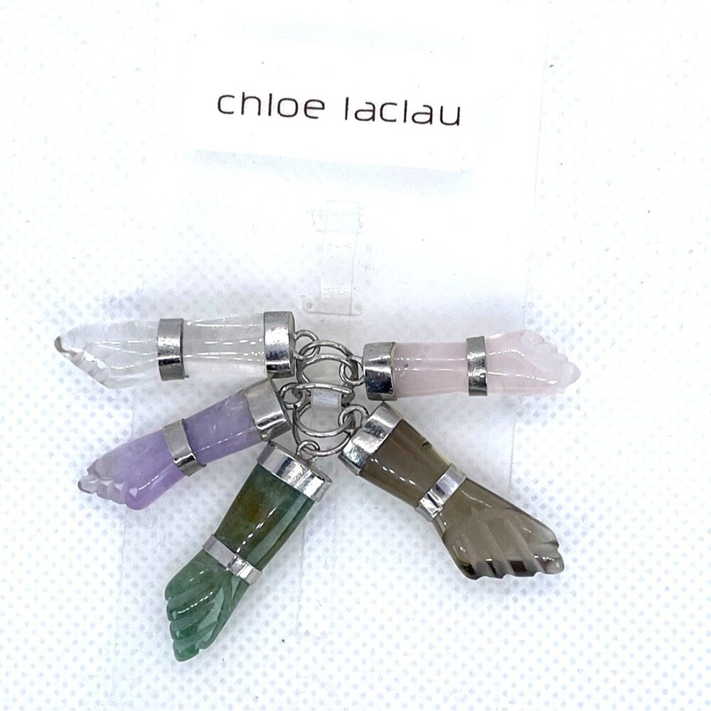 Retired Chloe Laclau Rio 5 Gemstone Figa Pendant Set 2008 Deadstock NWT Brazil - Picture 6 of 12